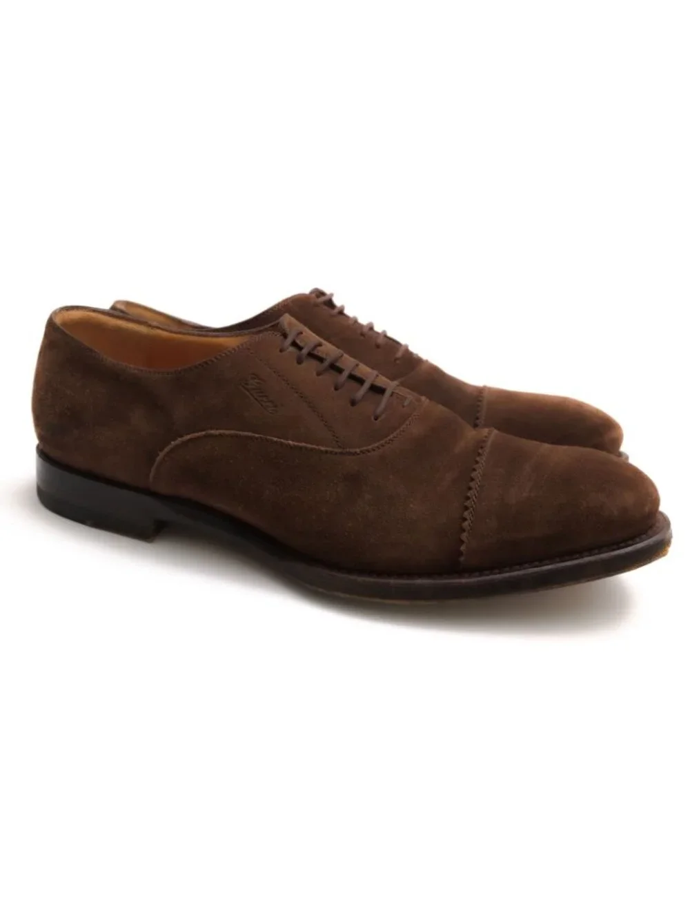 Gucci Shoes Business Suede Leather Dark Brown Caim Millenium Straight Tip Sole